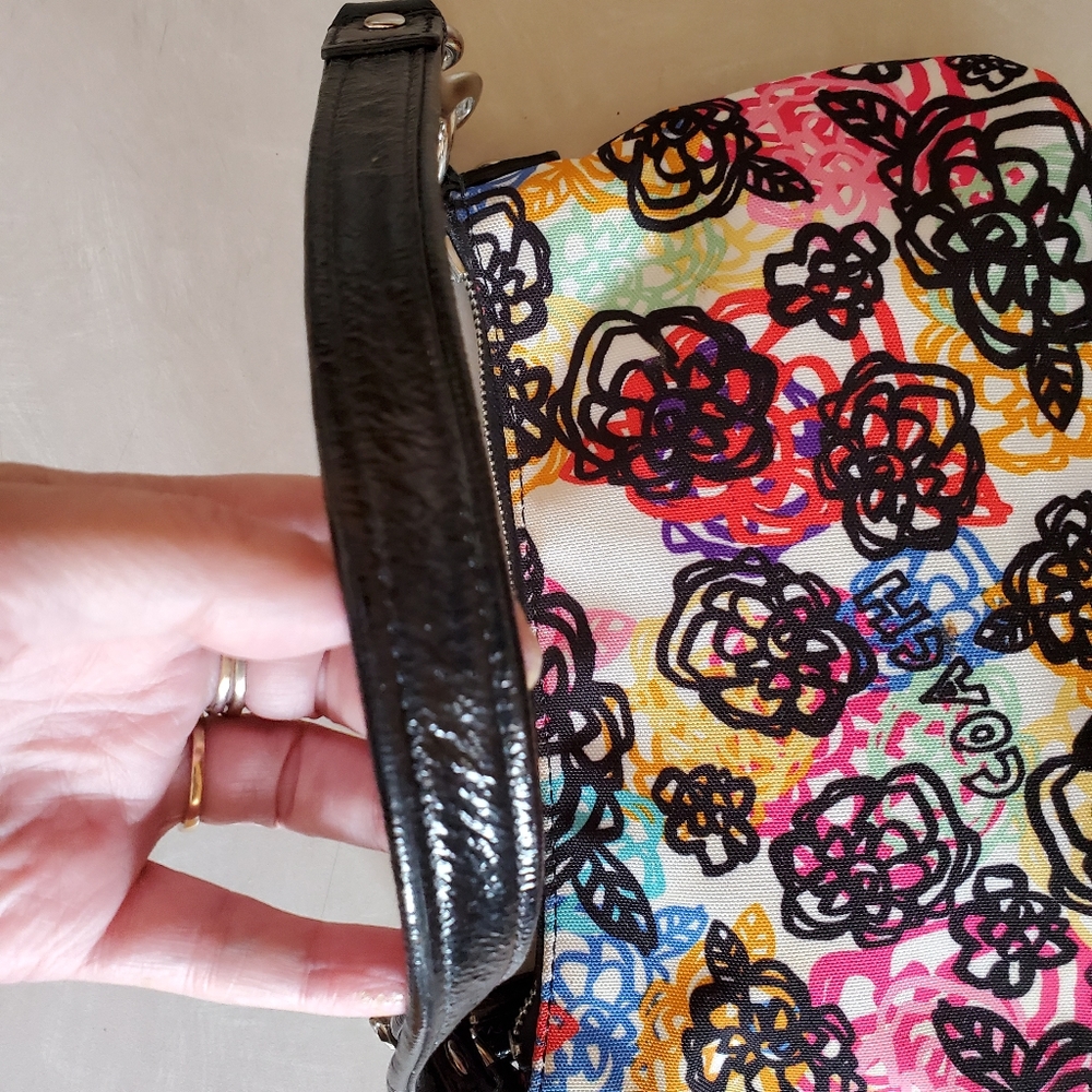 Euc Rare Coach Poppy Graffiti Flowered Multi-Color Handbag Purse Small - Picture 9 of 11